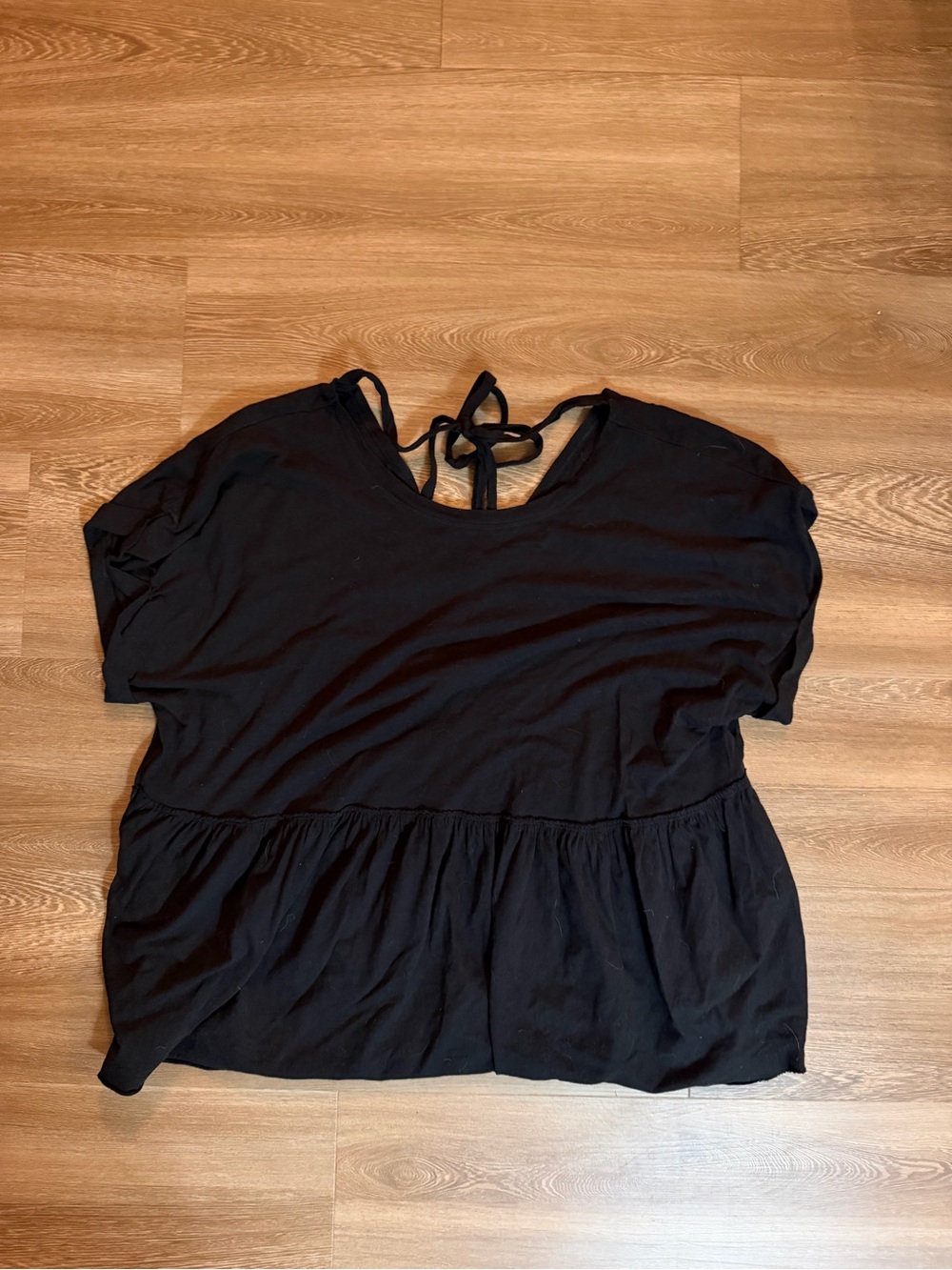 American Eagle Outfitters Black Tie-Back Peplum Tunic
